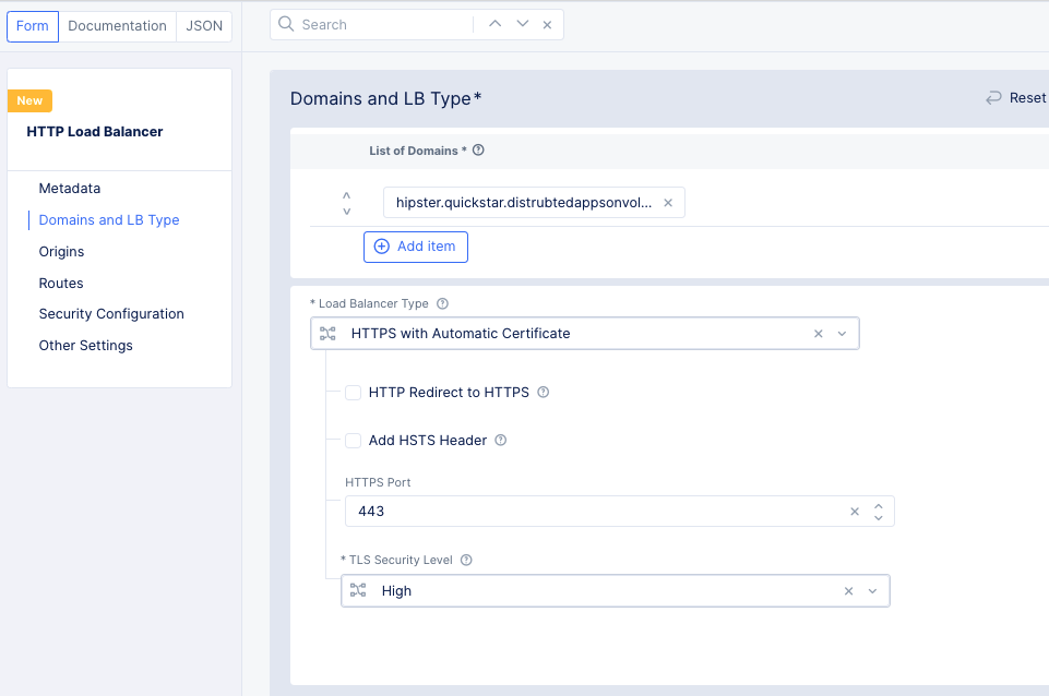 Figure: HTTP Load Balancer Basic Configuration