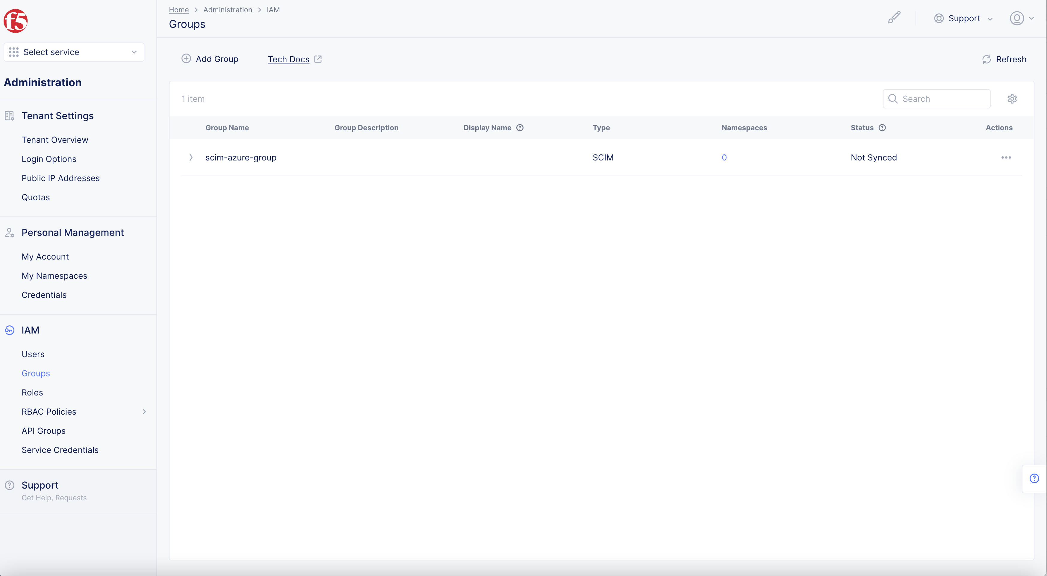 Figure: F5 Console Groups