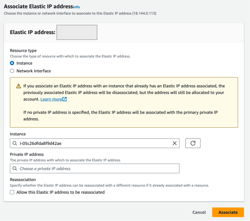 Figure: Associate EIP Address