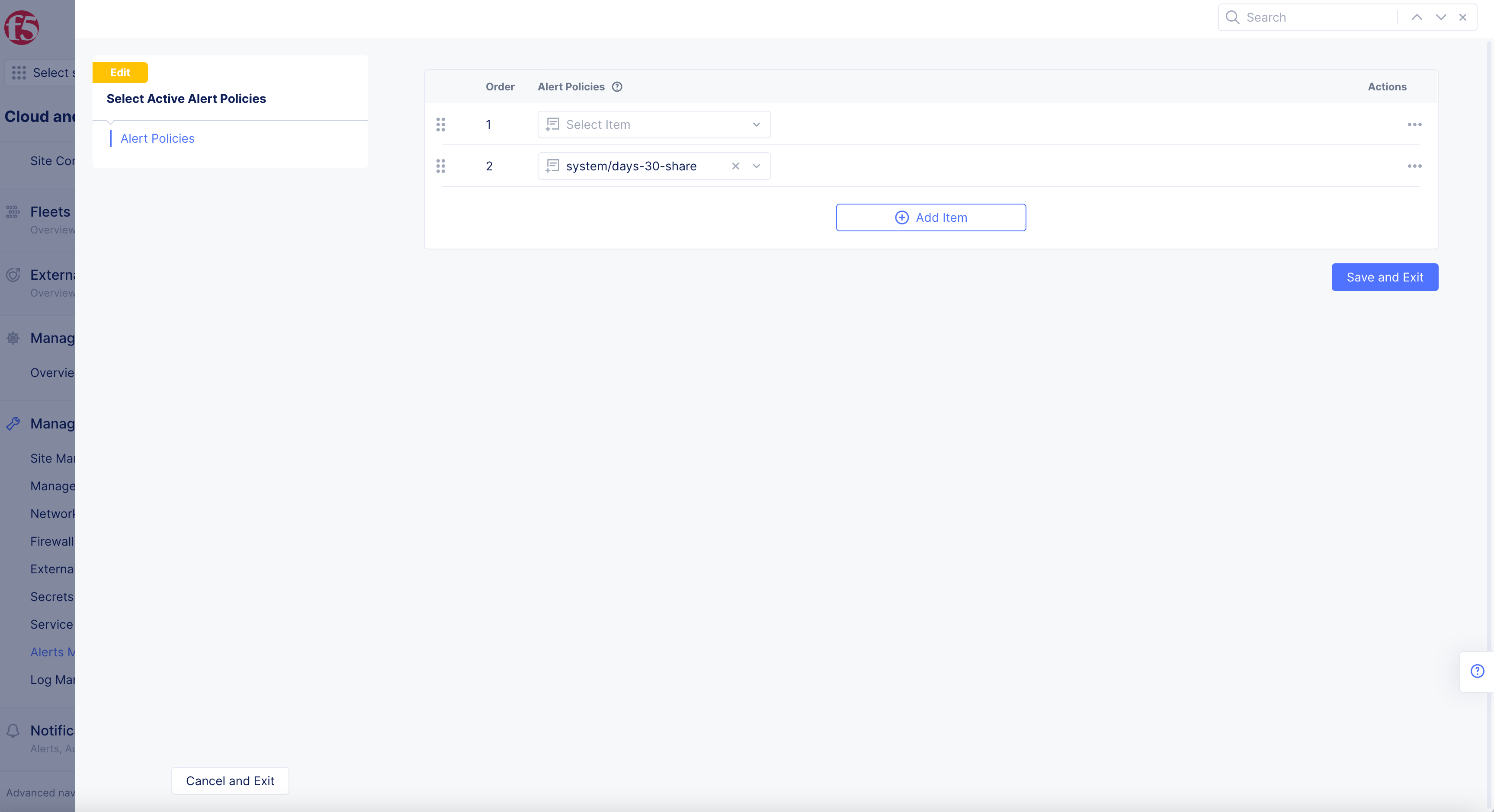 Figure: Active Alert Policy Configuration