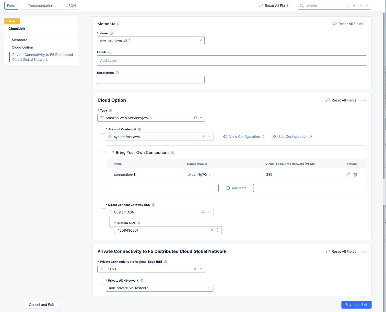 Figure: AWS CloudLink Form