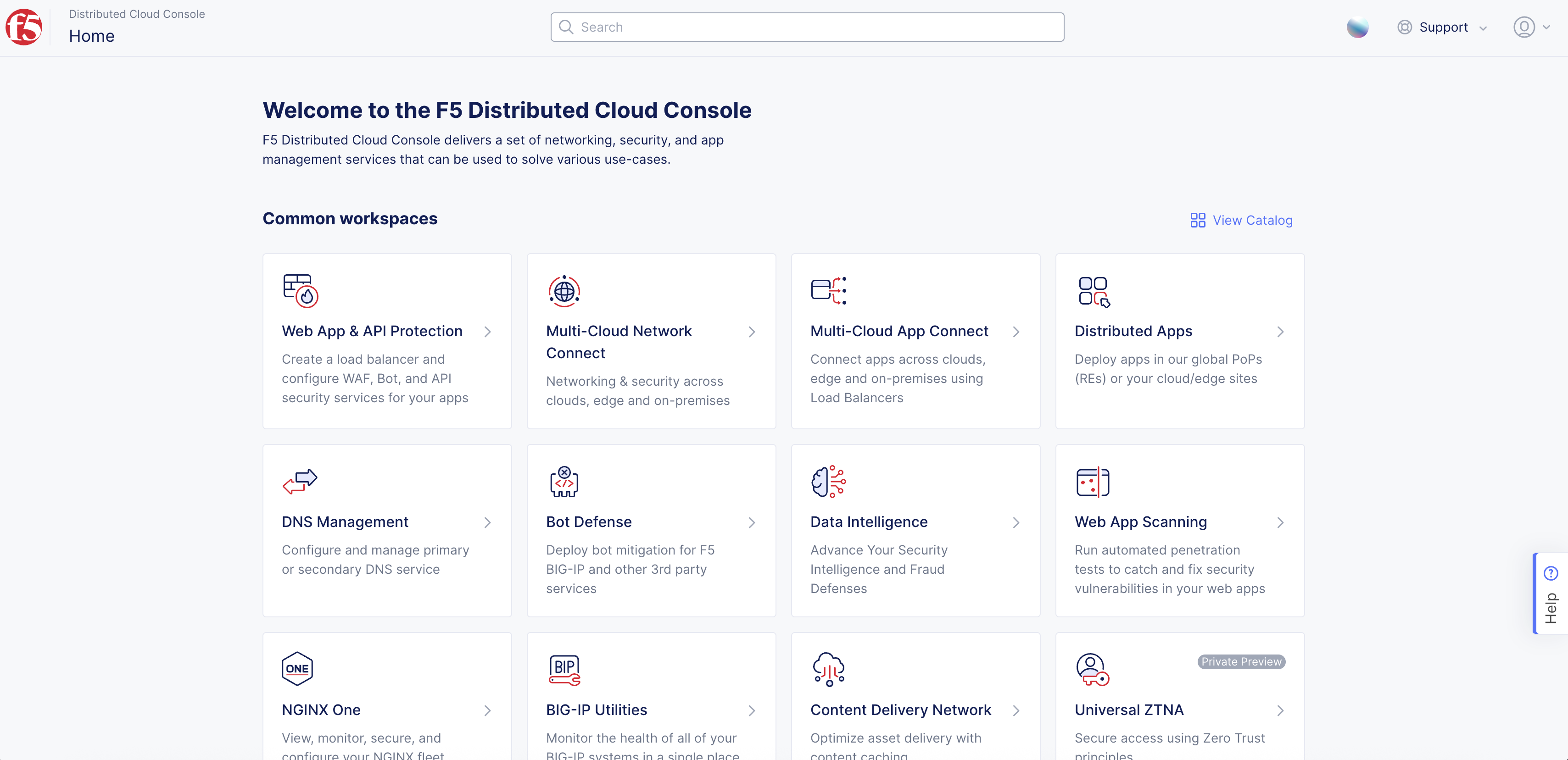 Figure: Console Homepage