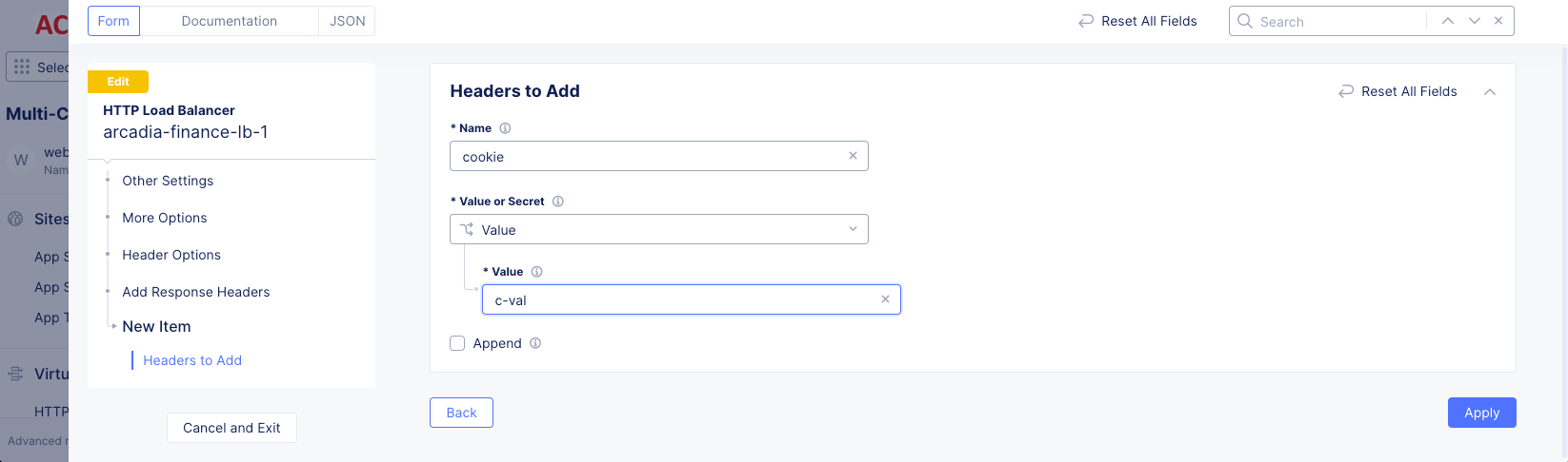Figure: Add Response Header