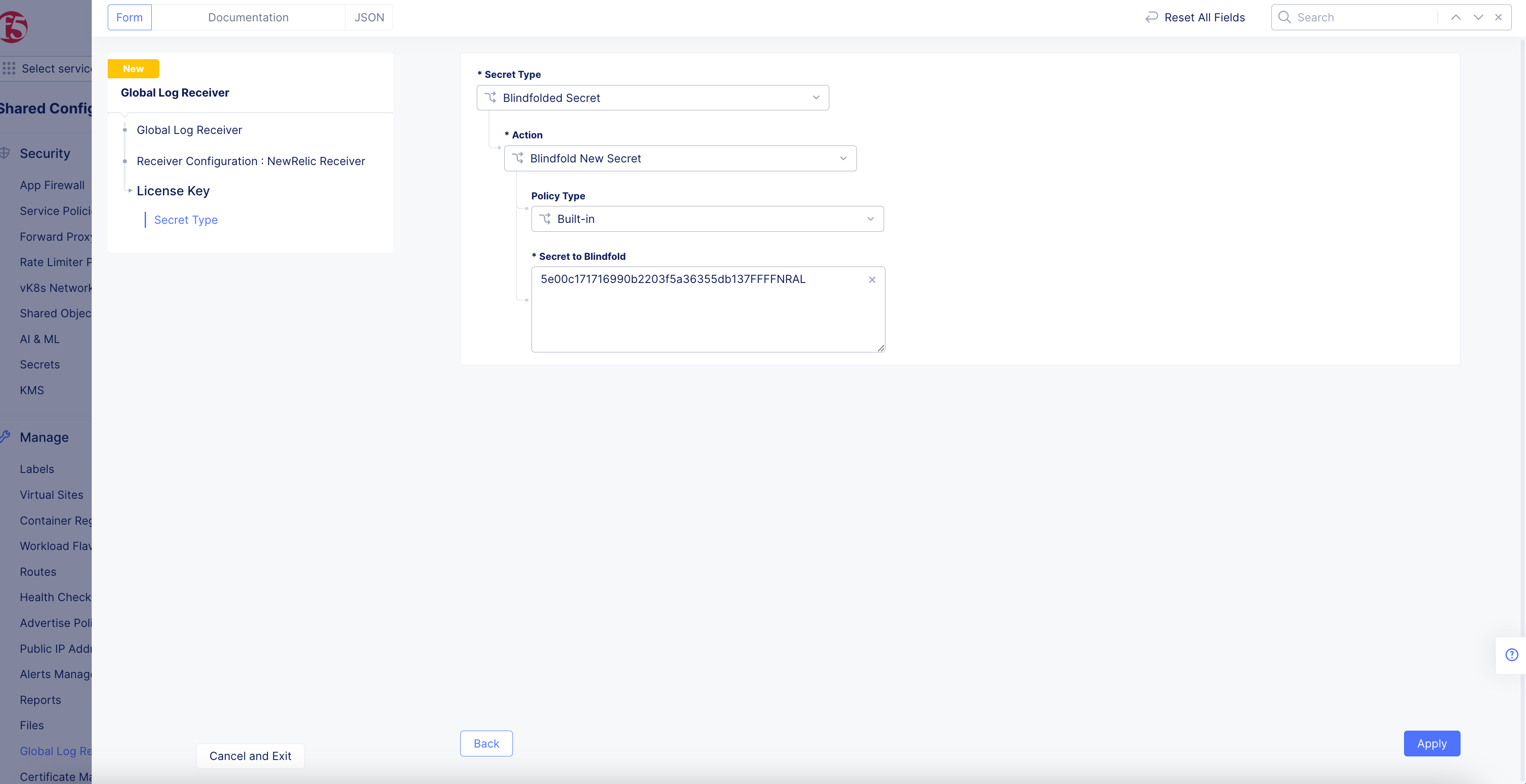 Figure: NewRelic License Key