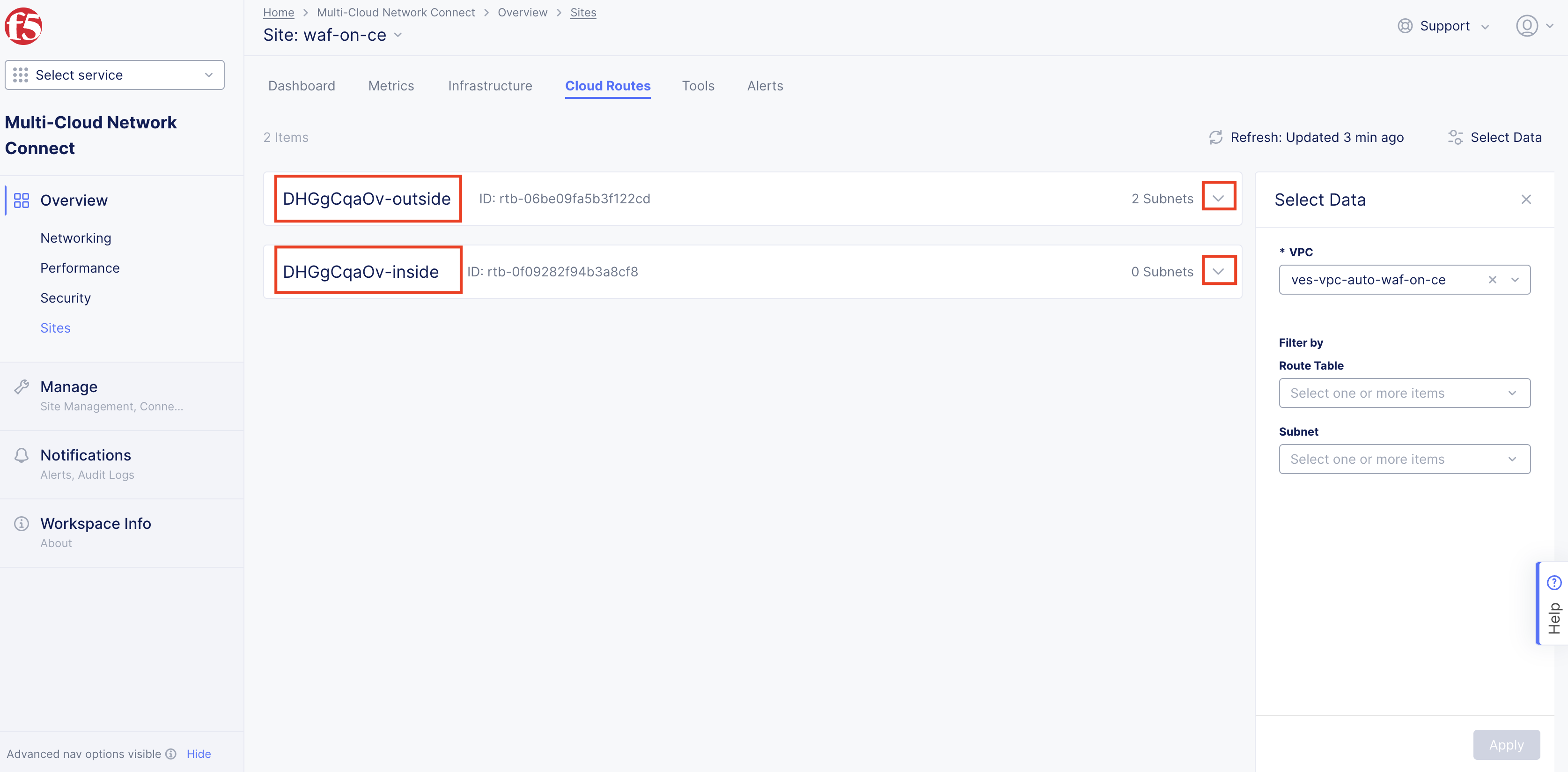 Figure: Cloud Routes for AWS Site
